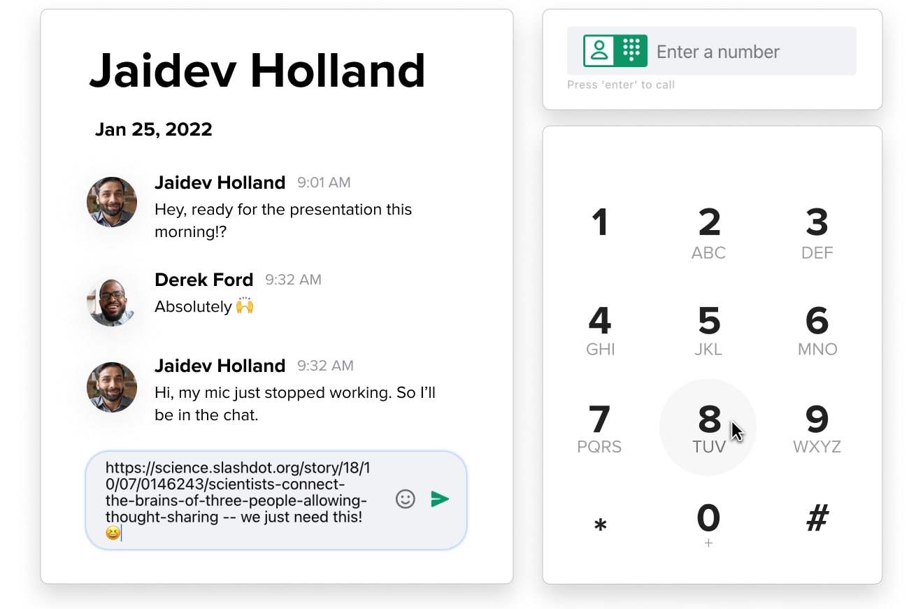 Screenshot of two people using chat.