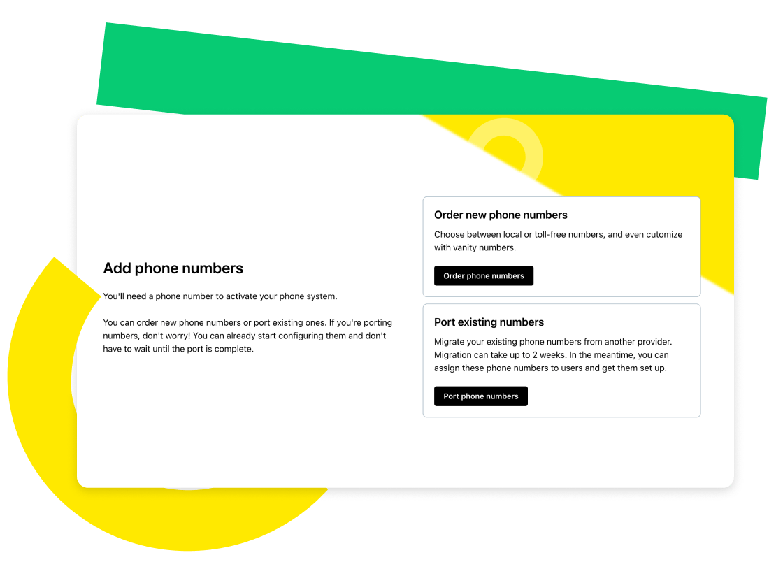 Scherm van de eenvoudige onboarding van GoTo Connect met de stap voor het toevoegen van telefoonnummers.
