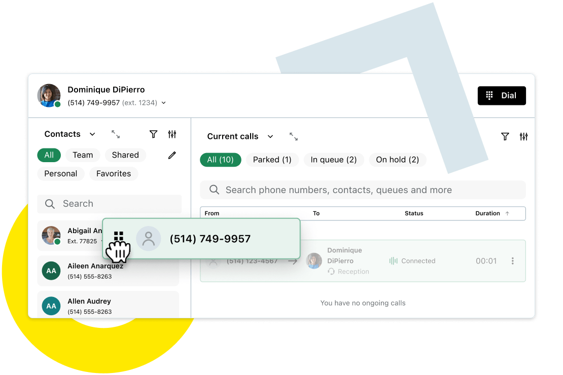Visão aproximada do Console do atendente da GoTo em tempo real.